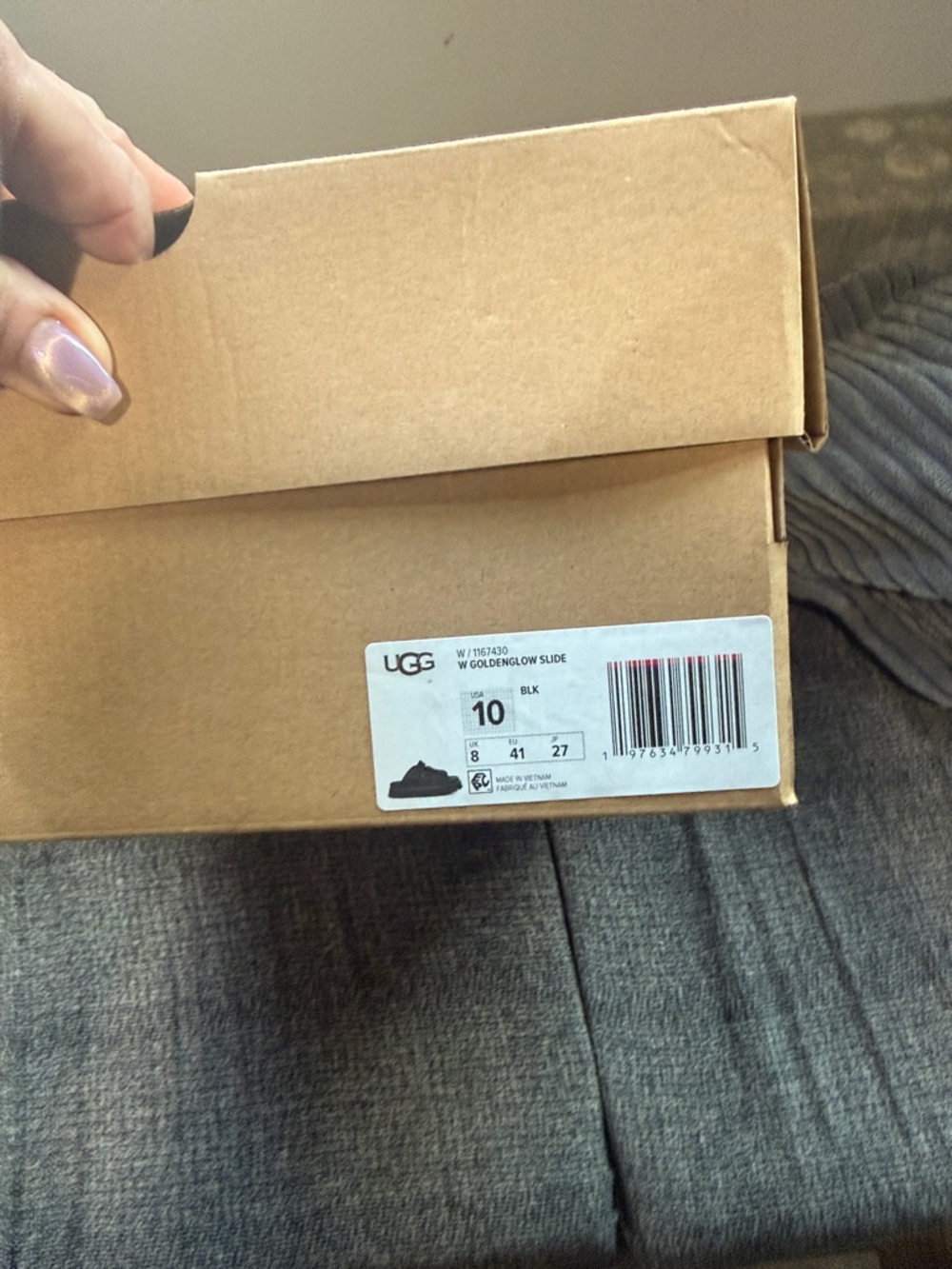 UGG Brown Cardboard Shoe Box with Label
